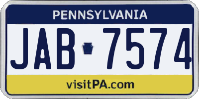 PA license plate JAB7574