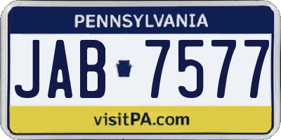 PA license plate JAB7577
