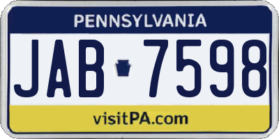 PA license plate JAB7598