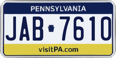 PA license plate JAB7610