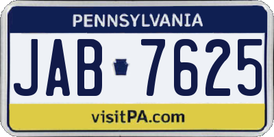 PA license plate JAB7625