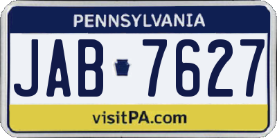 PA license plate JAB7627