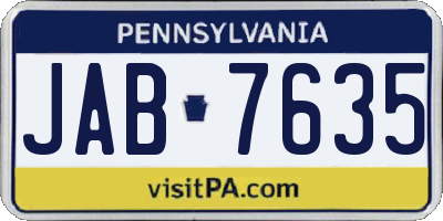 PA license plate JAB7635