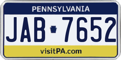 PA license plate JAB7652