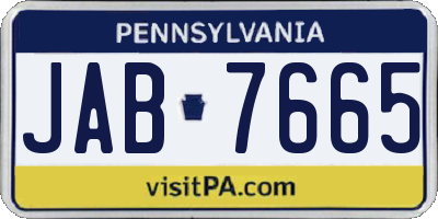 PA license plate JAB7665