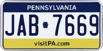 PA license plate JAB7669