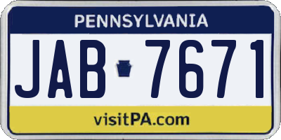 PA license plate JAB7671