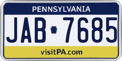 PA license plate JAB7685