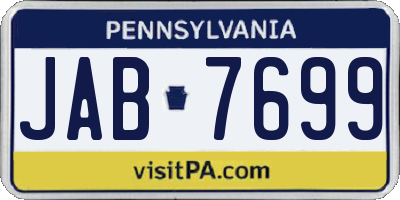 PA license plate JAB7699