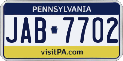 PA license plate JAB7702