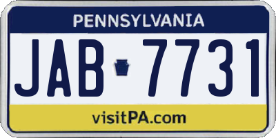 PA license plate JAB7731