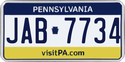 PA license plate JAB7734