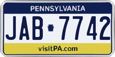 PA license plate JAB7742