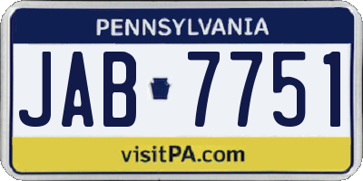 PA license plate JAB7751