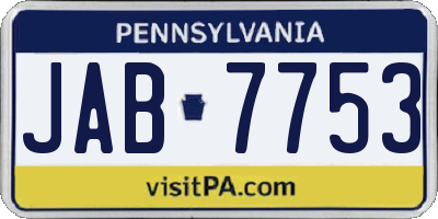 PA license plate JAB7753