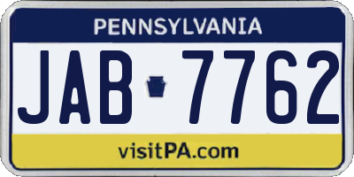 PA license plate JAB7762
