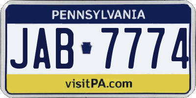 PA license plate JAB7774