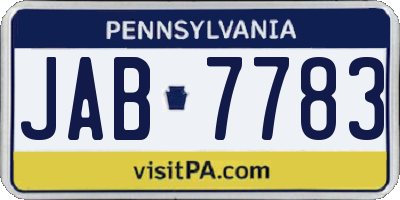PA license plate JAB7783