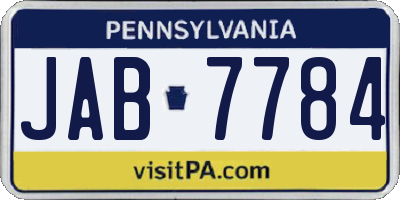 PA license plate JAB7784