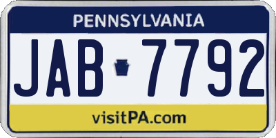 PA license plate JAB7792