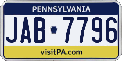 PA license plate JAB7796