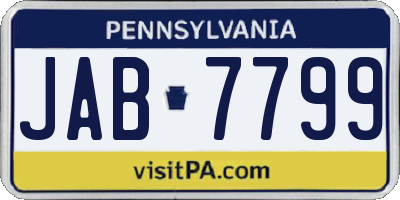 PA license plate JAB7799