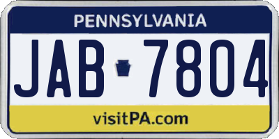 PA license plate JAB7804