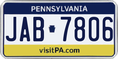 PA license plate JAB7806