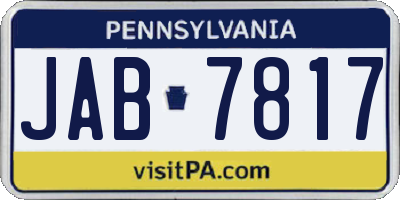 PA license plate JAB7817