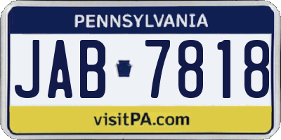 PA license plate JAB7818