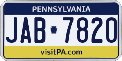 PA license plate JAB7820