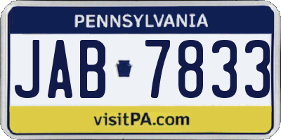 PA license plate JAB7833