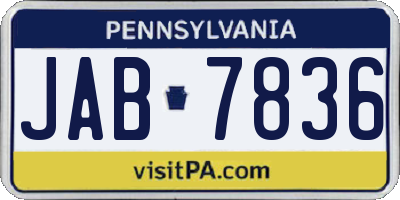 PA license plate JAB7836