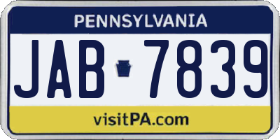 PA license plate JAB7839