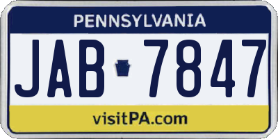 PA license plate JAB7847