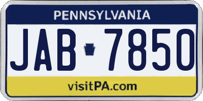 PA license plate JAB7850