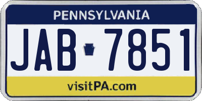 PA license plate JAB7851