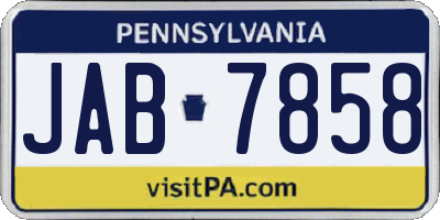 PA license plate JAB7858