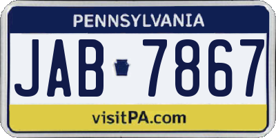 PA license plate JAB7867