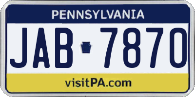 PA license plate JAB7870