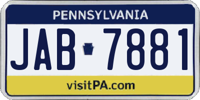 PA license plate JAB7881
