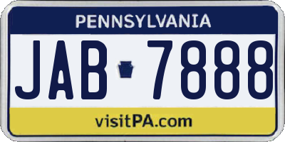 PA license plate JAB7888