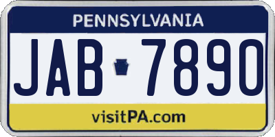 PA license plate JAB7890