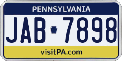 PA license plate JAB7898