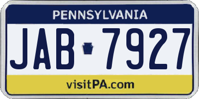 PA license plate JAB7927