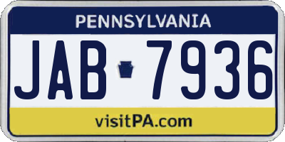 PA license plate JAB7936