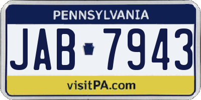 PA license plate JAB7943
