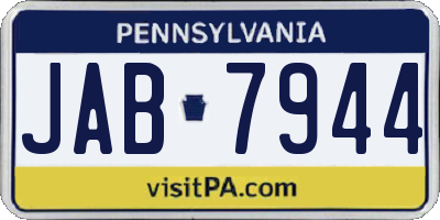 PA license plate JAB7944