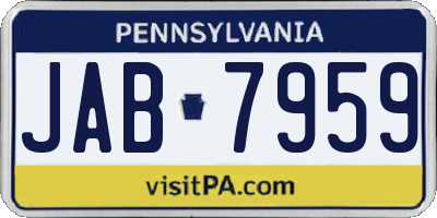 PA license plate JAB7959