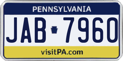 PA license plate JAB7960